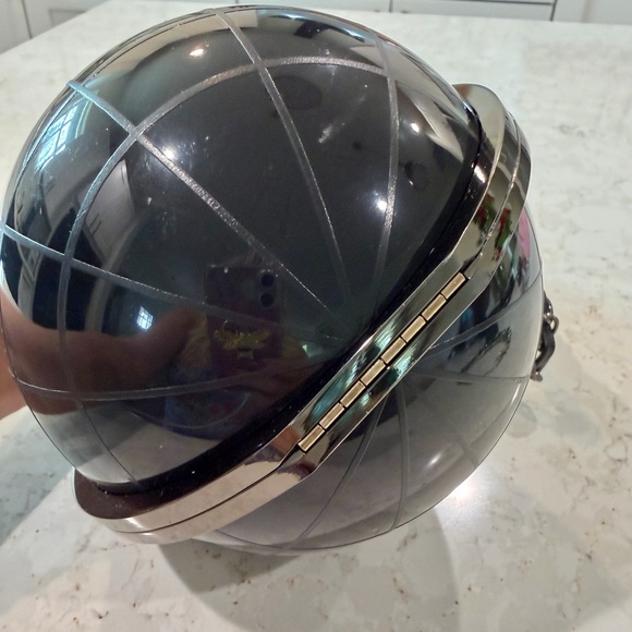 Black Globe Ball Acrylic Bag with Metal Chain magnetic lock 6” wide x 6” tall - Picture 8 of 13